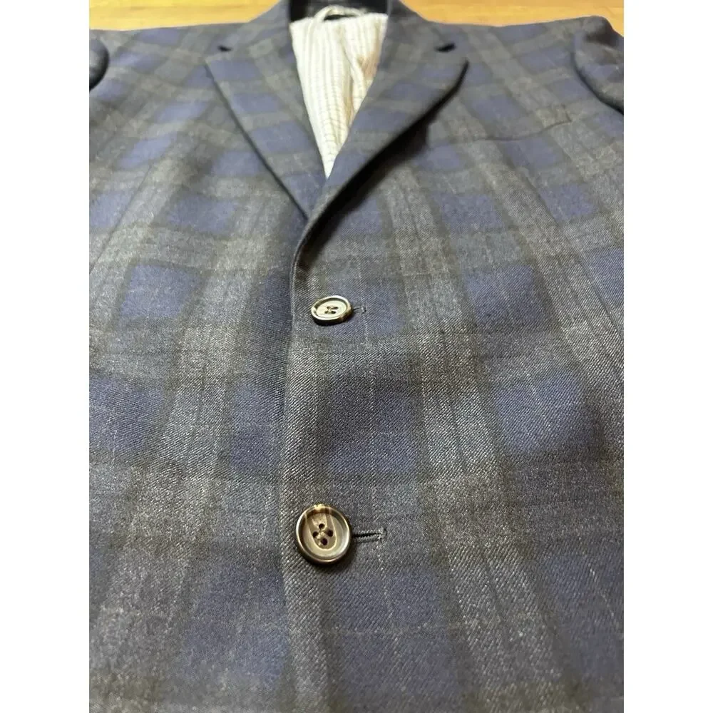Lauren Ralph‎ Lauren Men's 100% Wool Plaid Jacket Blazer Dark Blue Size 42R